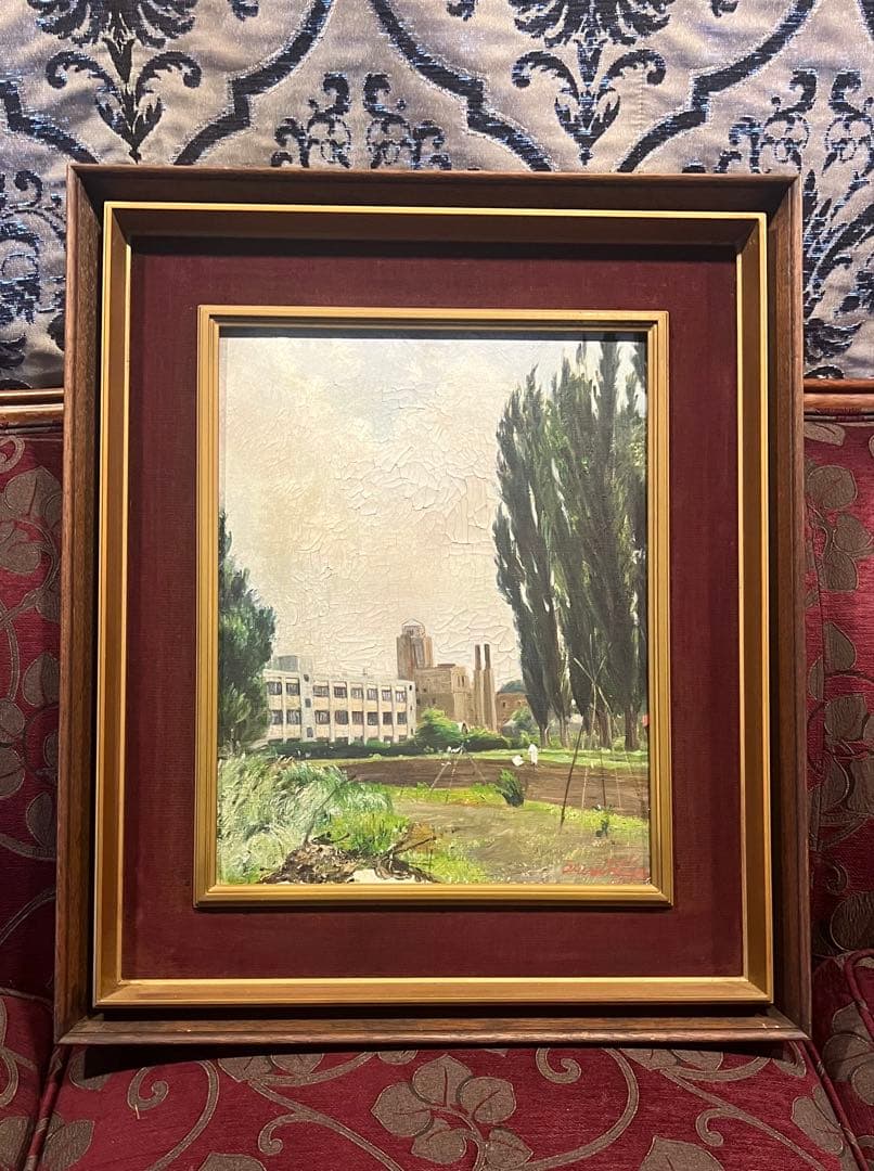 真作　北大農学部とポプラ並木　鶴丸昭彦　直筆サイン