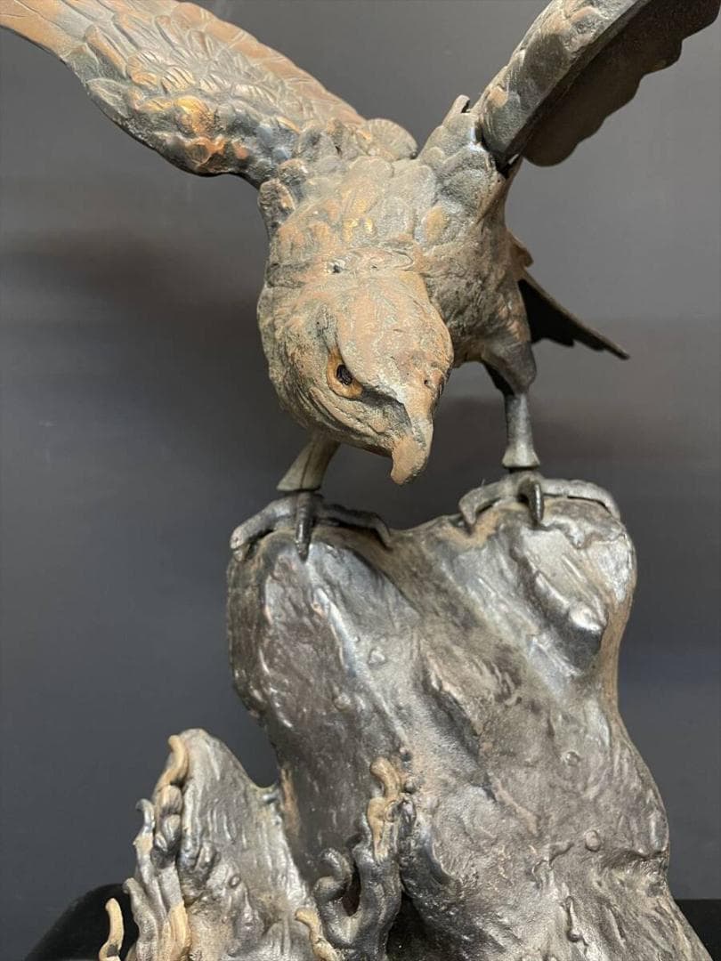 限定値下　まごころ堂　銅器の鷹　銅製　置物　5783