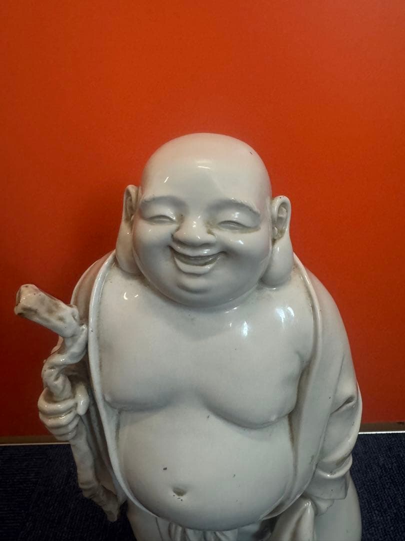 1620 縁起物 陶器 七福神 布袋様 布袋尊様 置物 骨董品 陶磁器 白磁