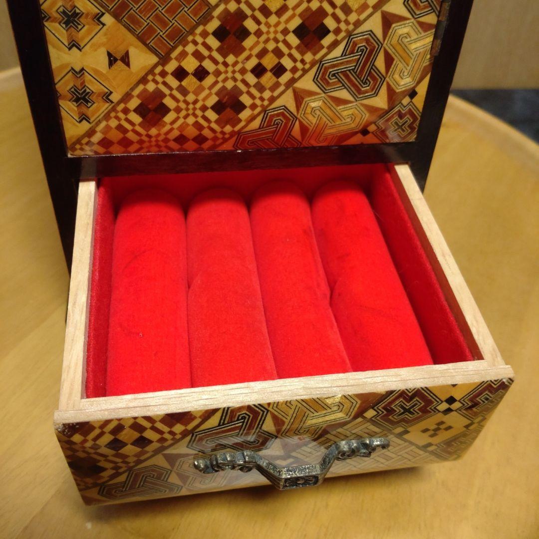 箱根寄木細工　縦型ジュエリーボックス