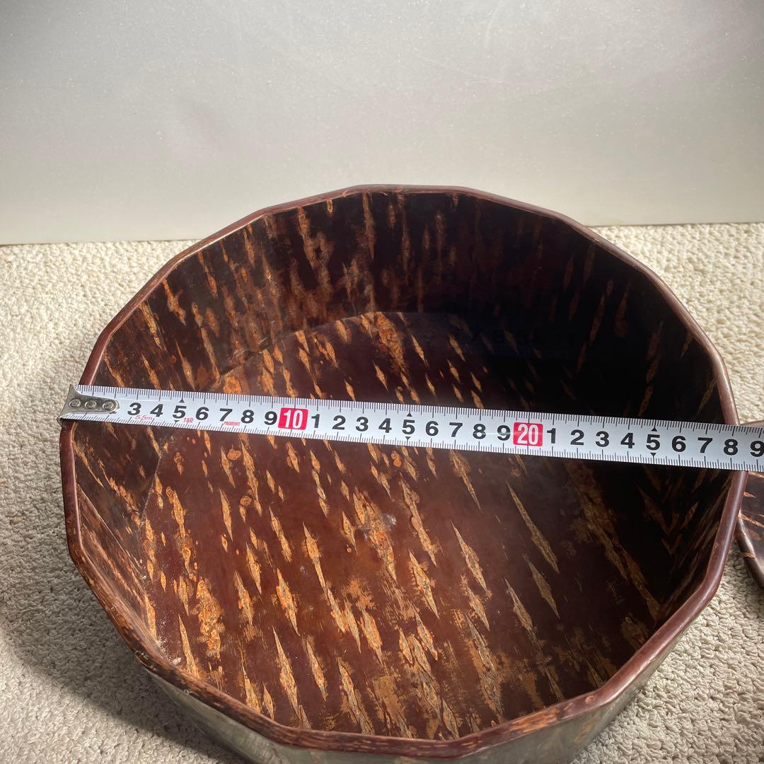 未使用樺細工 桜皮細工 茶道具12点セット十六角茶櫃 伝統工芸品 秋田角館2-1