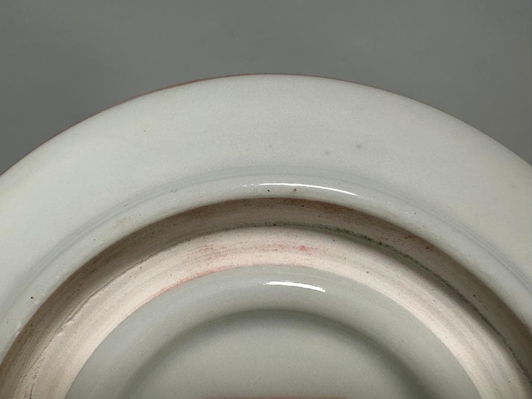 書道具　文房具　景徳鎮製　朱肉　雪景画　乾隆年製　款　時代　唐物