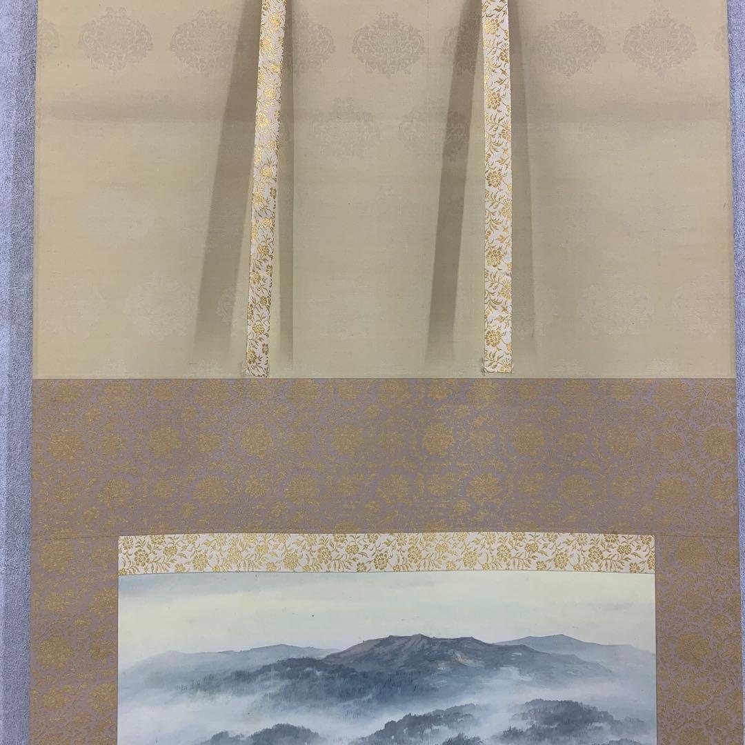 掛軸 百瀬徳三郎 淡彩山水 共箱 二重箱仕立て 横物 A-12