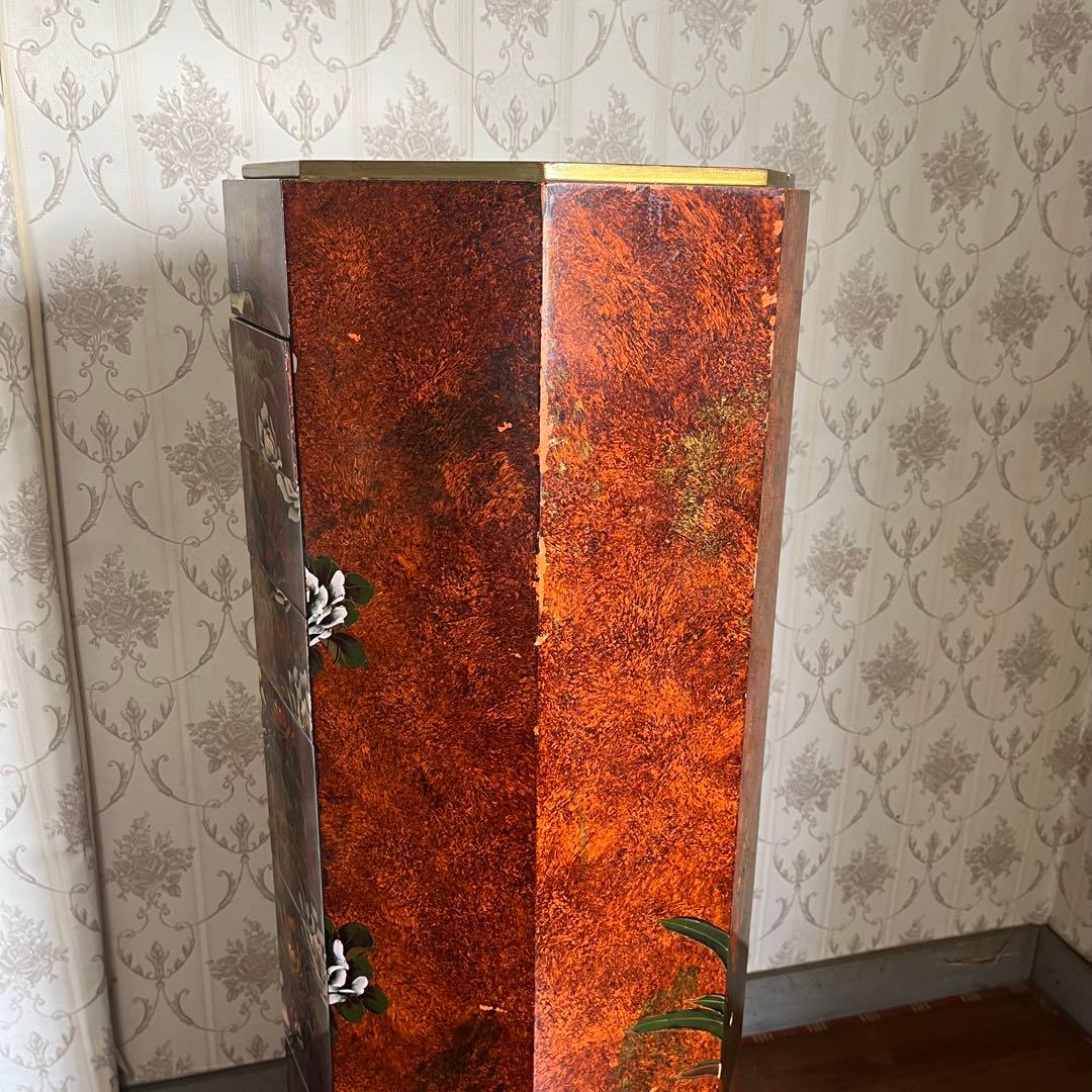 【アンティーク】中国家具 宝石棚 花鳥画 箪笥 チェスト 8杯 飾り棚 古家具