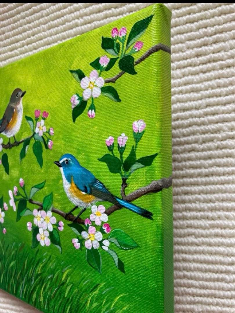 ご依頼品2点、風景画、アクリル画、原画 　　「朝日を浴びる富士山と茶畑」他