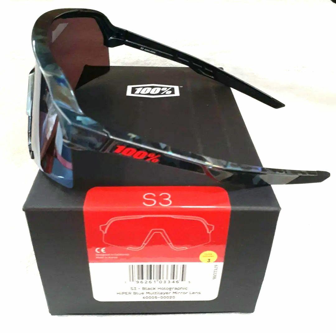100% S3 ブラックホログラフィック ワンハンドレッド サングラス