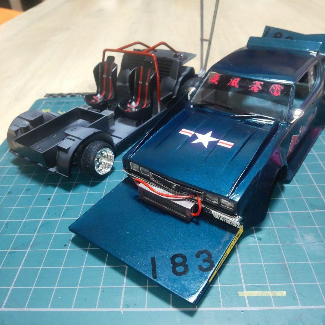 アオシマ1/24ケンメリ２Dr改！街道レーサー（レッドブル仕様）塗装済完成品！