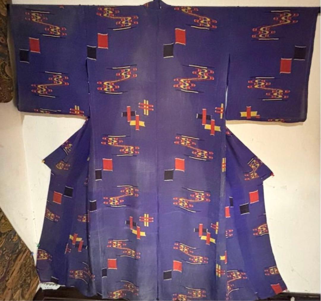 古い　紅型　沖縄　着物