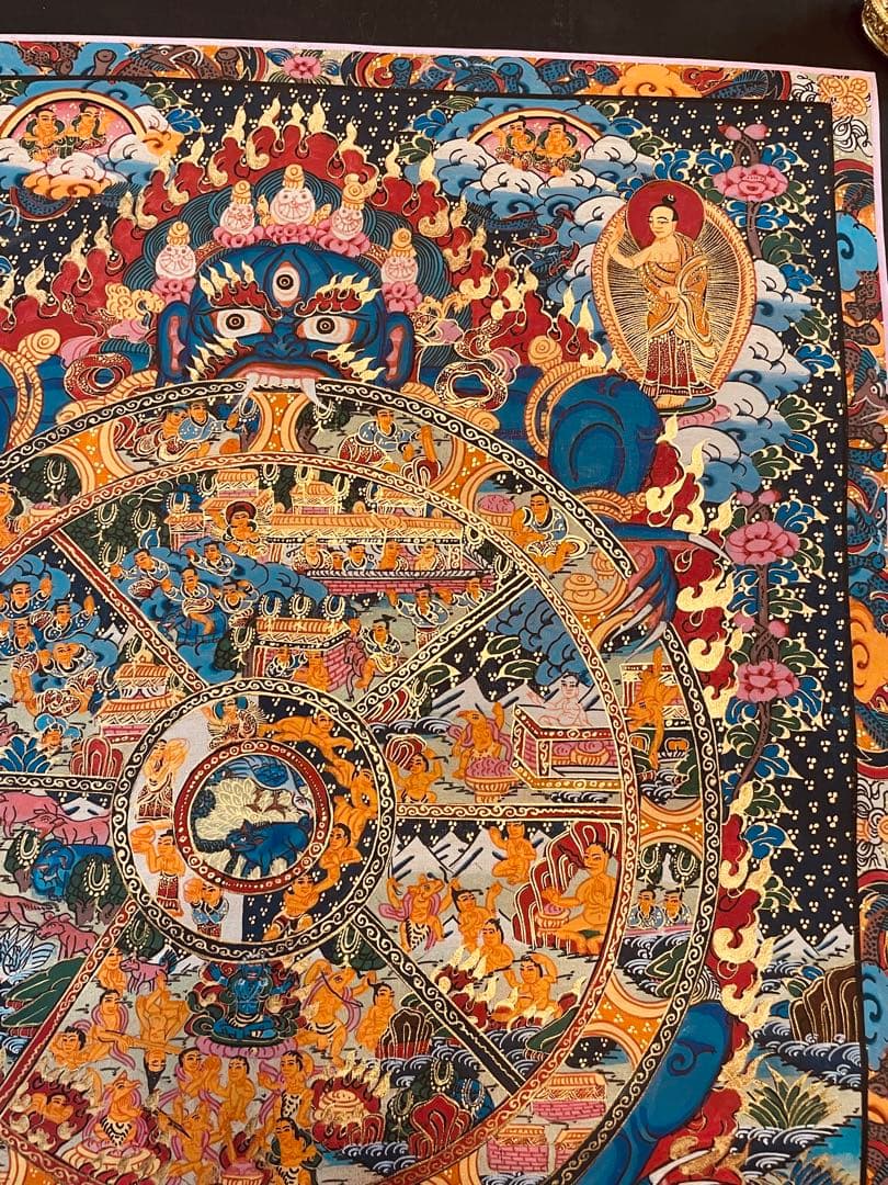 チベット密教 仏教 密教 新品 手描き　肉筆画 タンカ 曼荼羅 六道輪廻図 D1