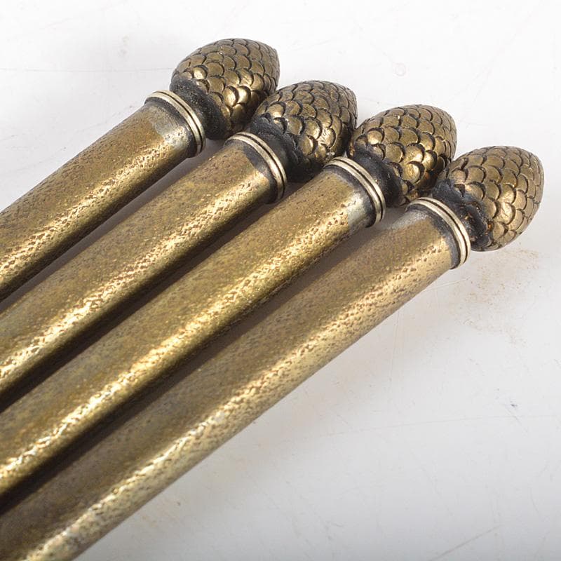 茶道具　黄銅　松笠頭　火箸　2組　時代箱付　C　6069