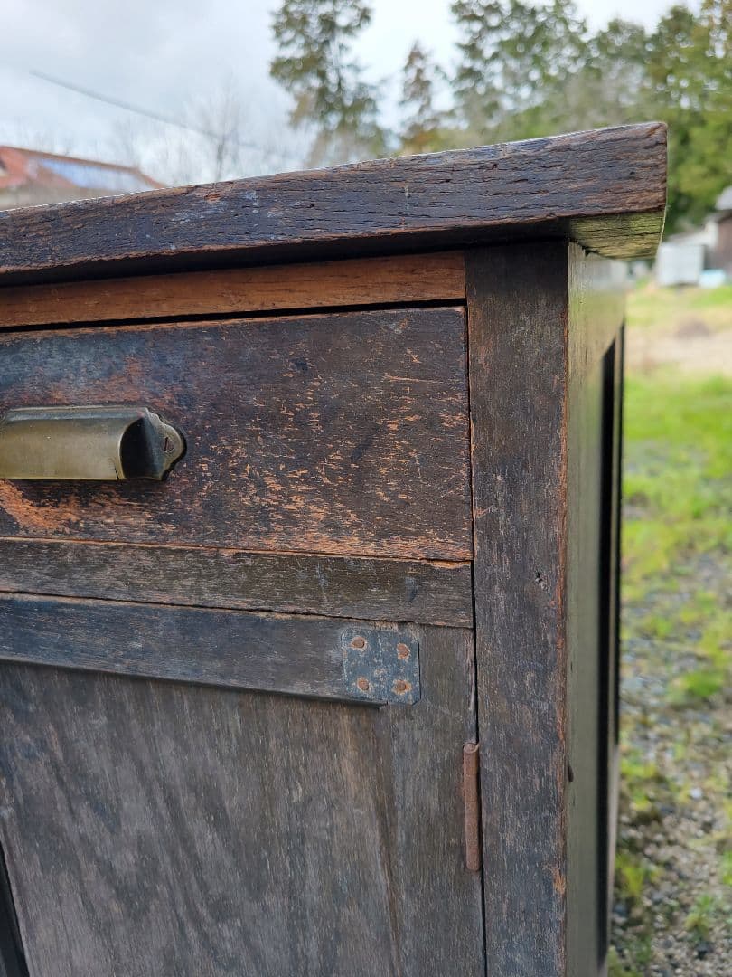 旧国鉄備品 / 木製 / 片袖机 / 引き出し付き 昭和レトロ