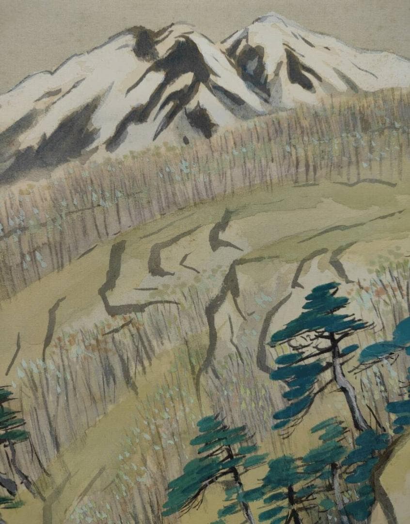 真作/藤谷雅春/春景図/山水図/布袋屋掛軸A-708