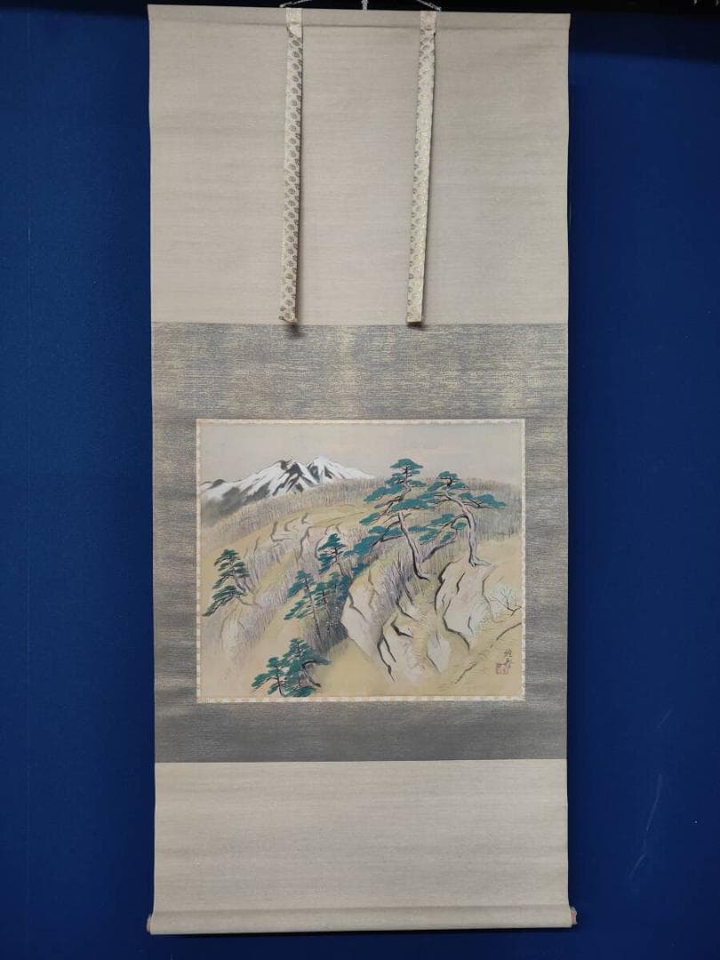 真作/藤谷雅春/春景図/山水図/布袋屋掛軸A-708