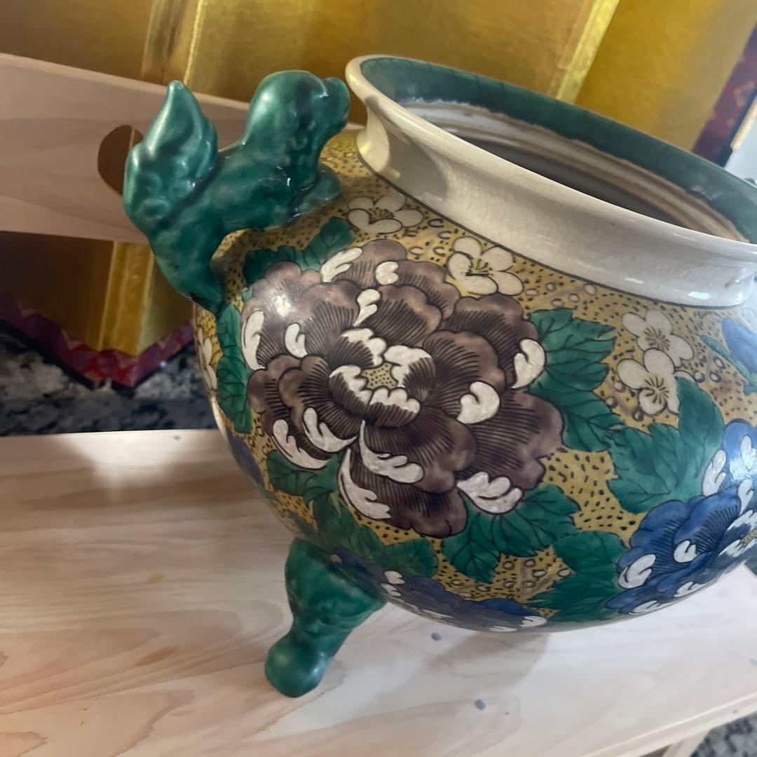 古九谷焼　大型香炉　角福　良品　　店じまいSALE値下