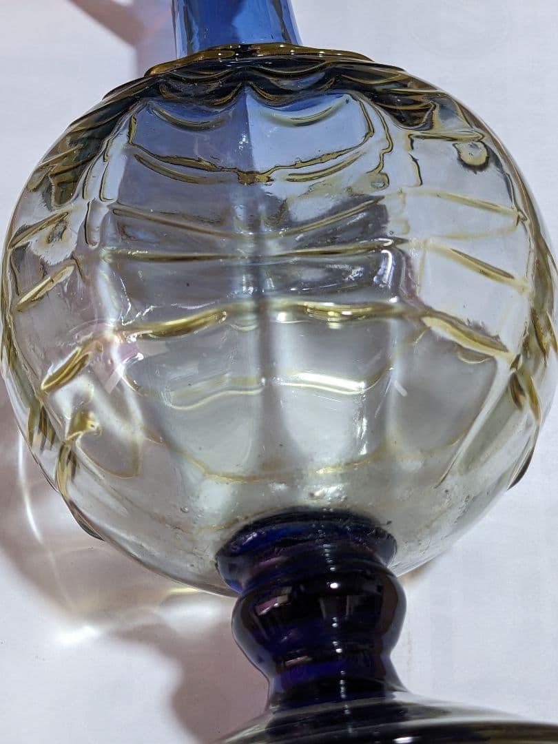 ♦西洋アンティーク 扁壺双耳 ガラス花瓶 アールヌーボー ？フランス 骨董品