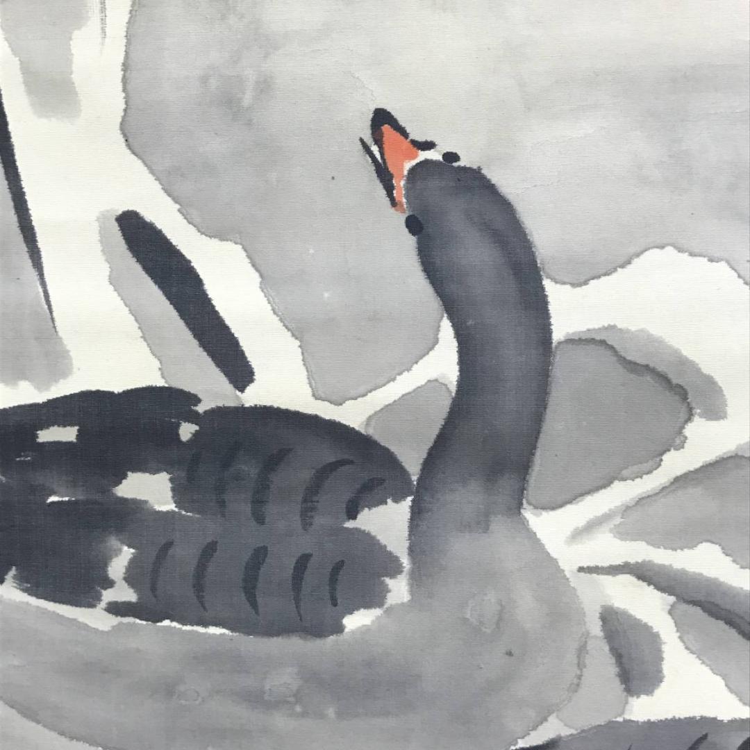 【真作】上田丹厓/雪中芦雁図/花鳥図/雁図/掛軸/名家伝来/AD-857