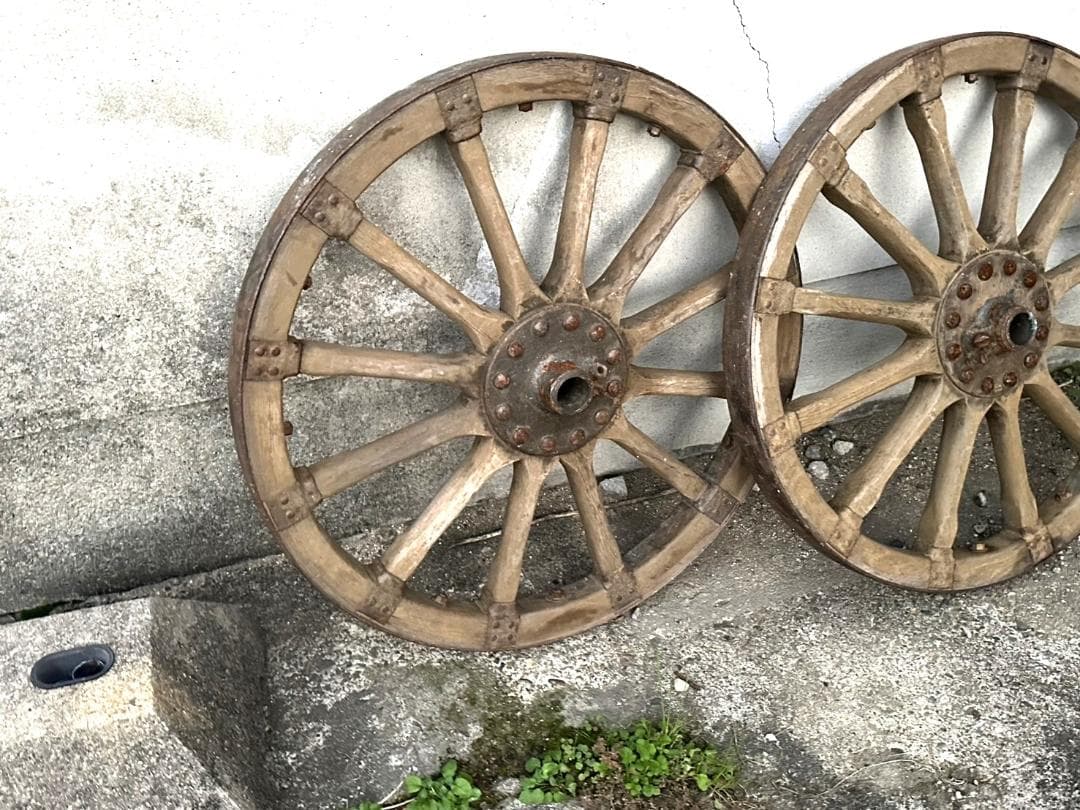 レア品 旧家 蔵出し 野戦砲 車輪 直径-約70cm 旧日本軍 大砲 骨董