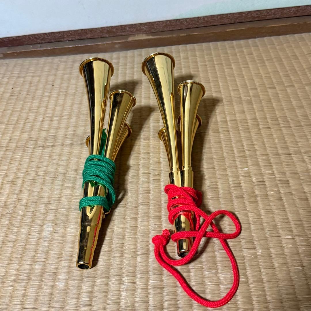 チアホーン 4連ホーン　金属製　2個セット　ゴールド　サッカー　フットサル　応援