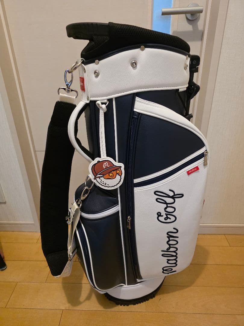 Malbon Golf キャディバッグ ホワイト/ネイビー