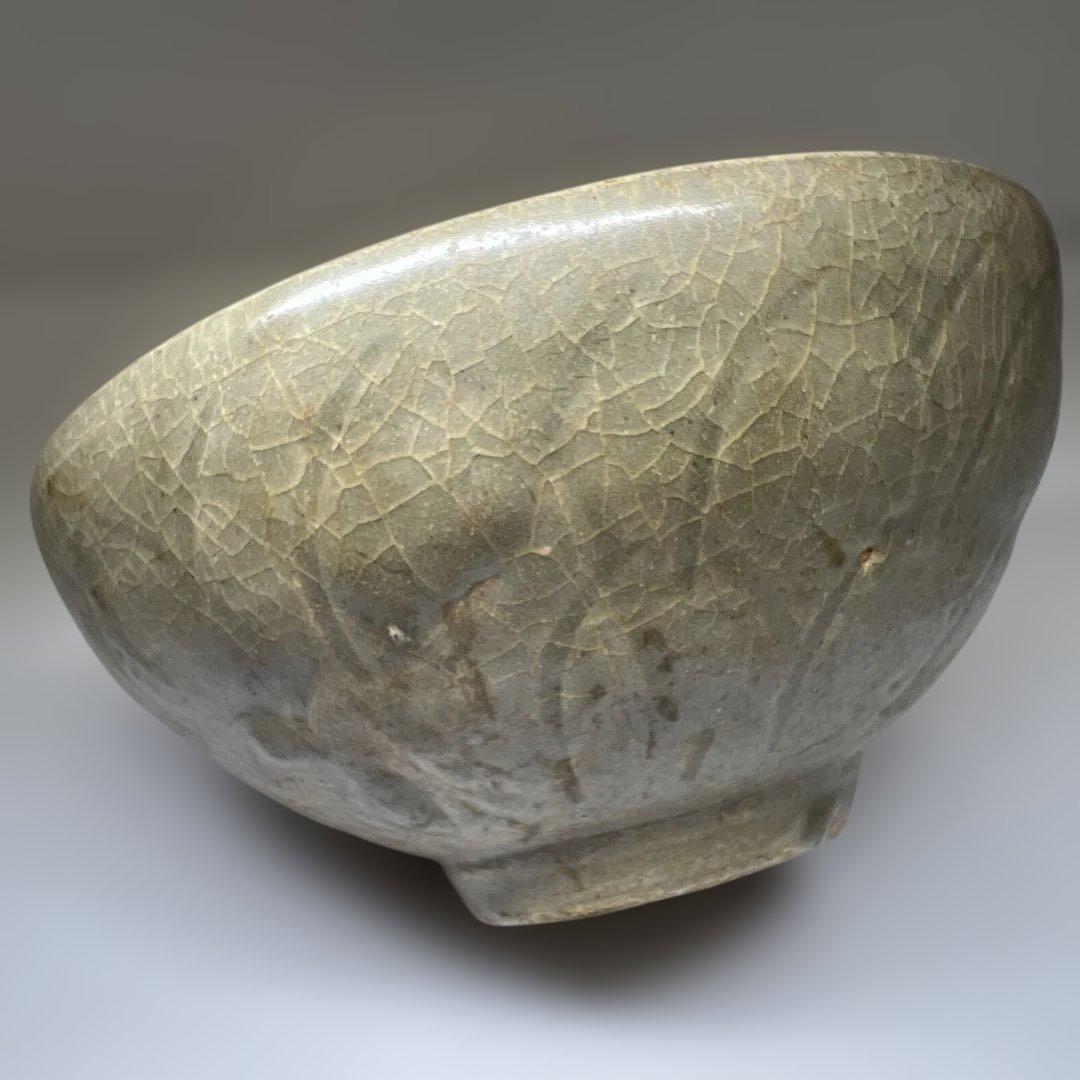 16世紀高麗青磁　蓮陽刻文鉢　口径16㎝　東Y7-1003☆2F