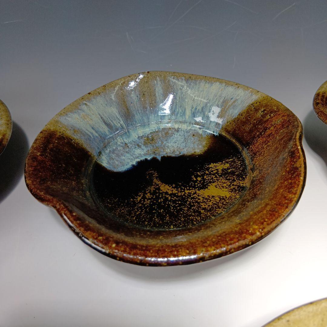 最後値下げ唐津焼　西岡小十作　朝鮮唐津向付5客　 共箱　未使用品　美品