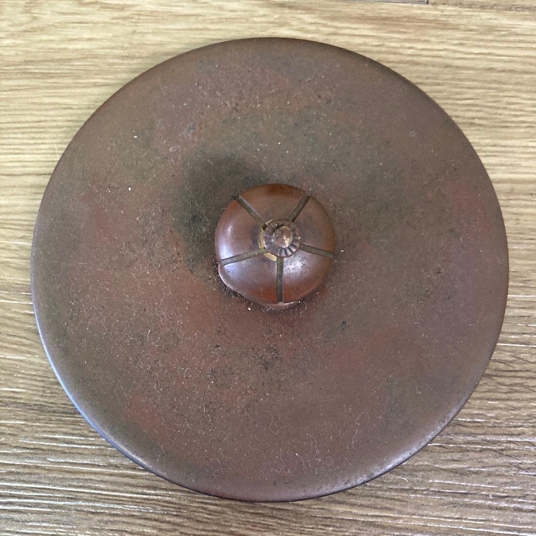 E-1 【希少】茶道具 茶釜 鉄釜 志きの釜 桐肌風 吊り手・蓋付き アンティー