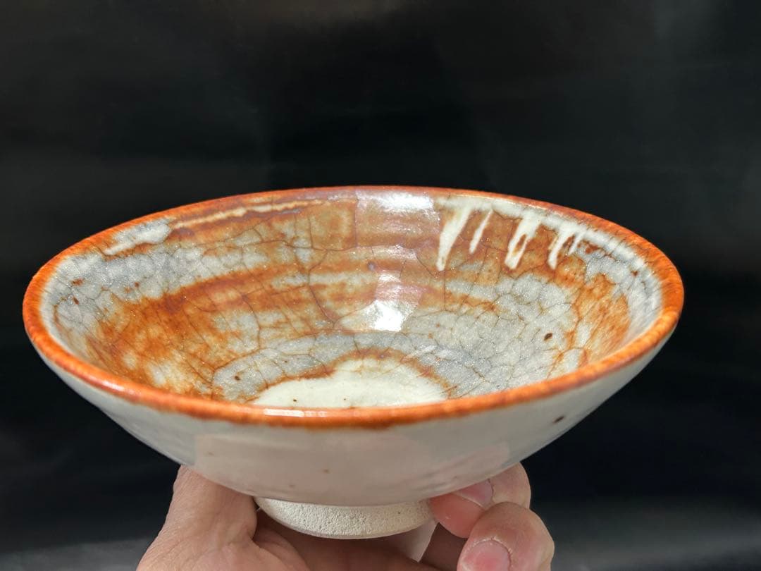 究極の古美術◾️蔵から美しい幻想的な夕陽の陰陽の富士山の抹茶茶碗が出てか来ました。