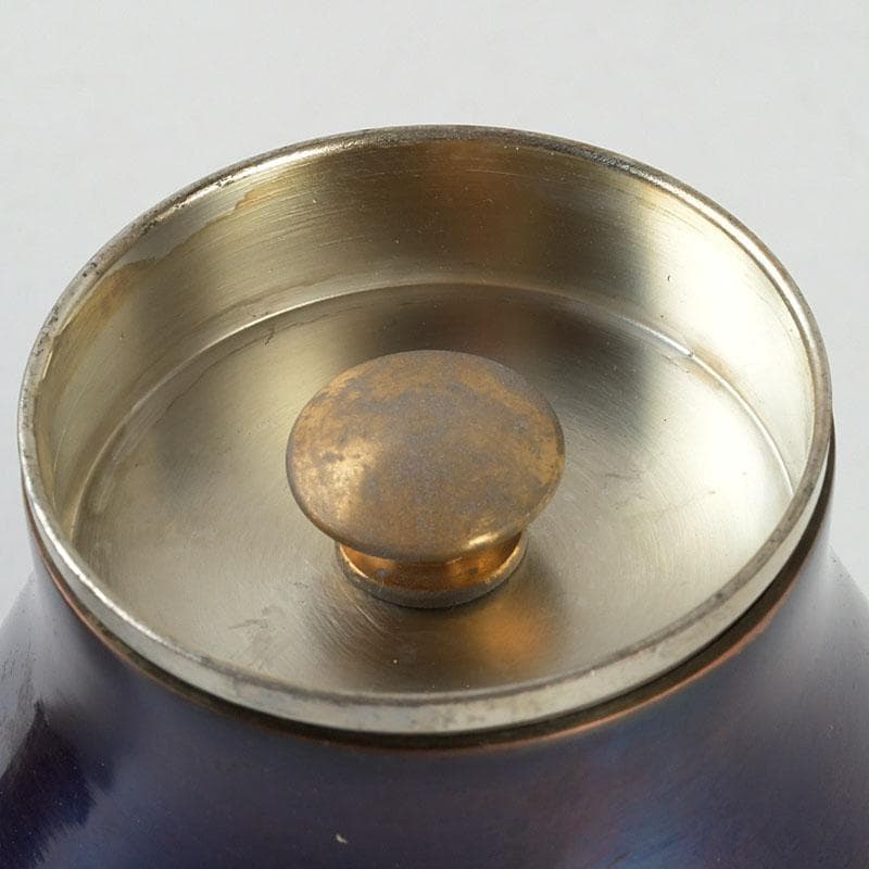 鎚打銅器　徳川　急須台セット　美幸堂　茄子形茶筒　2点まとめて　C　9407