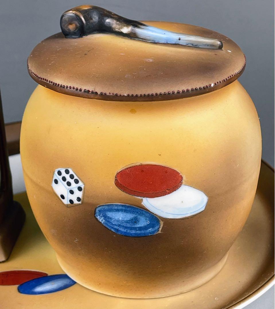 【希少】オールドノリタケ トランプ紋 タバコ入れ マッチホルダー トレイ