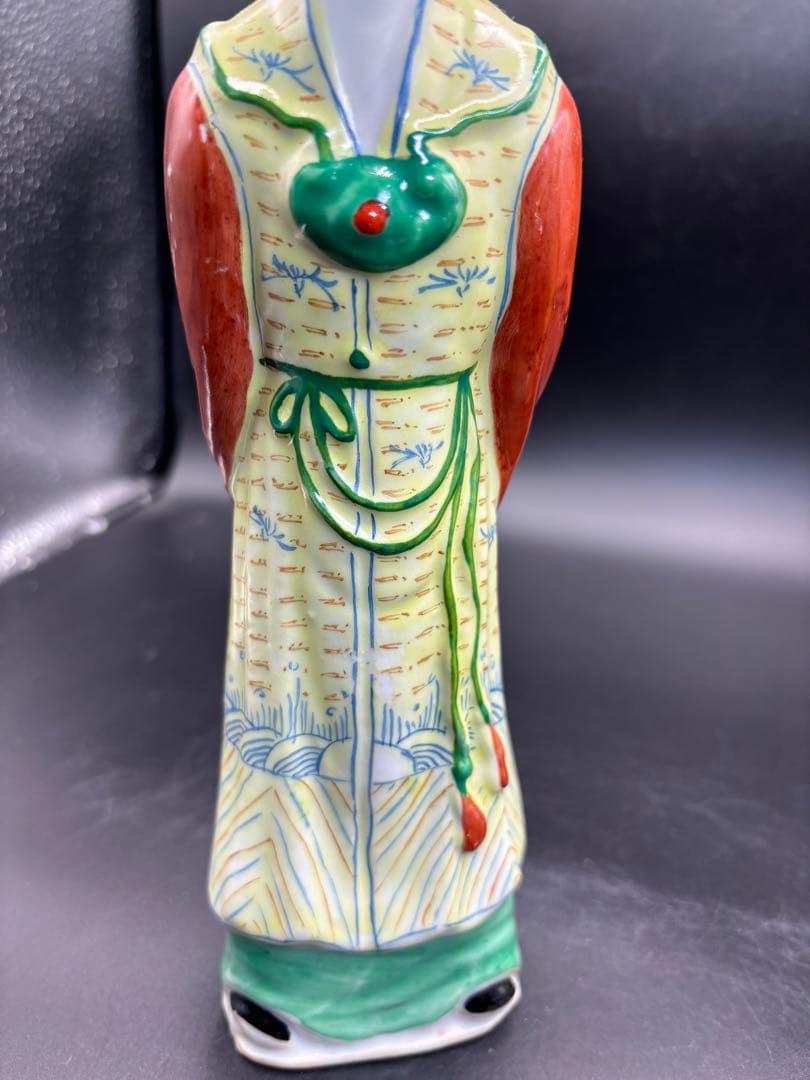 中国美術 古玩 色絵陶人形 陶器人形 高さ約25cm 置物 オブジェ 古董品