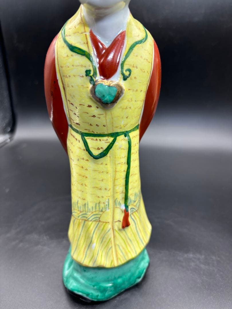 中国美術 古玩 色絵陶人形 陶器人形 高さ約25cm 置物 オブジェ 古董品