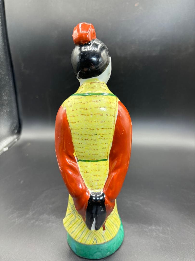 中国美術 古玩 色絵陶人形 陶器人形 高さ約25cm 置物 オブジェ 古董品