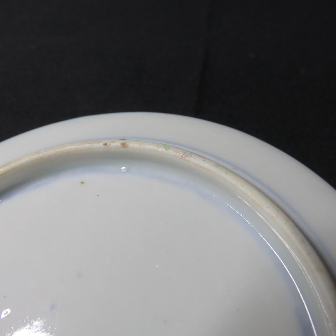 小皿 手塩皿 豆皿 色絵付け 染付 古伊万里 梅と鶴 2枚 明治