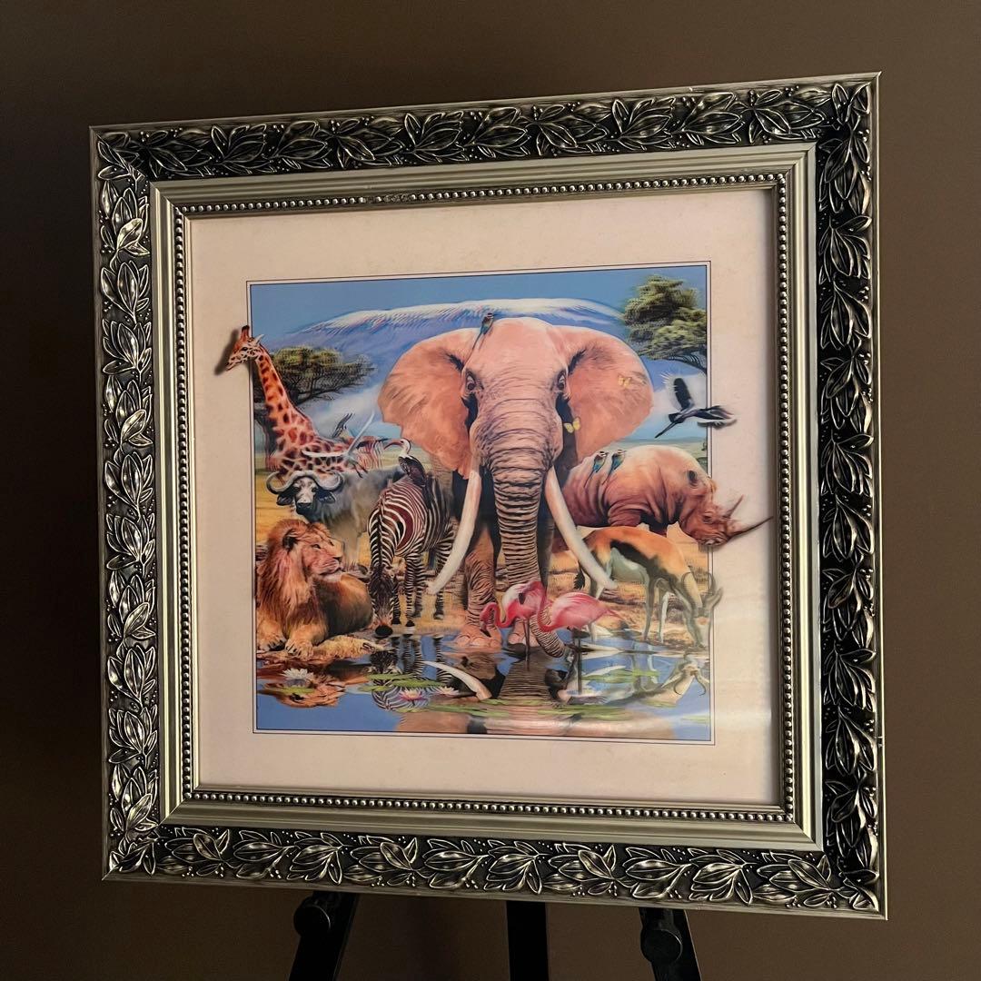 3Dアート Animals 額付 絵画 インテリア