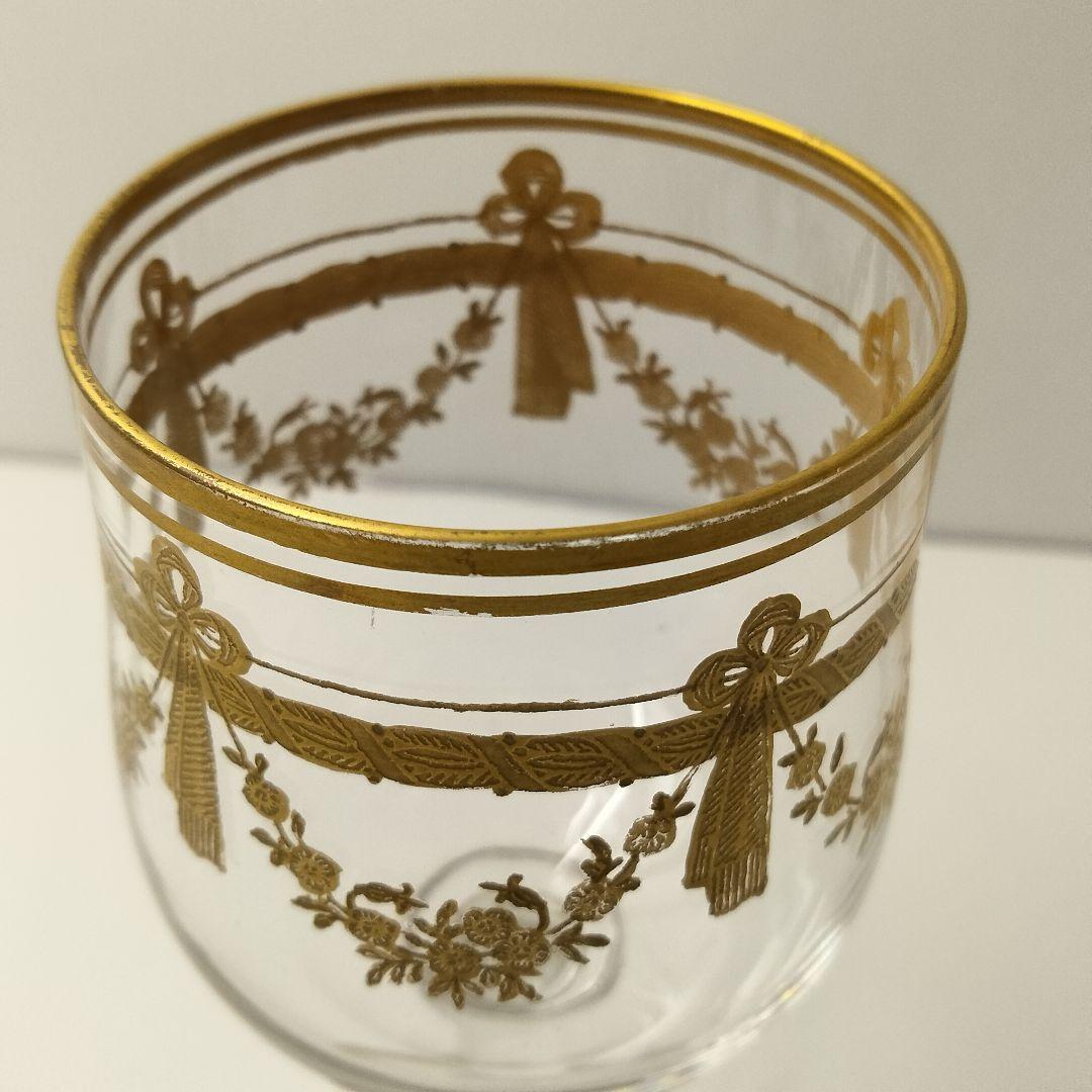 Ｒ348 1900年初期作 アンティークバカラ 金彩バラ文グラス