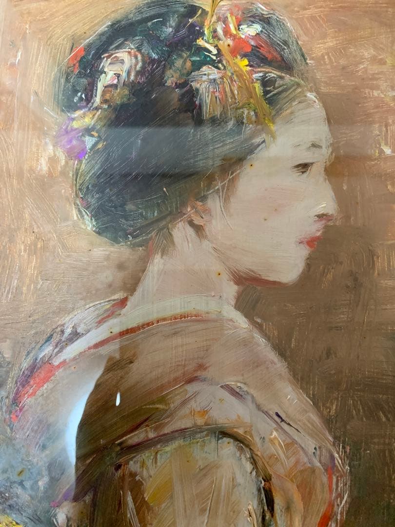 ★底値★近日出品終了★14万円超〜★鬼頭鍋三郎　「舞妓」　1966 油彩