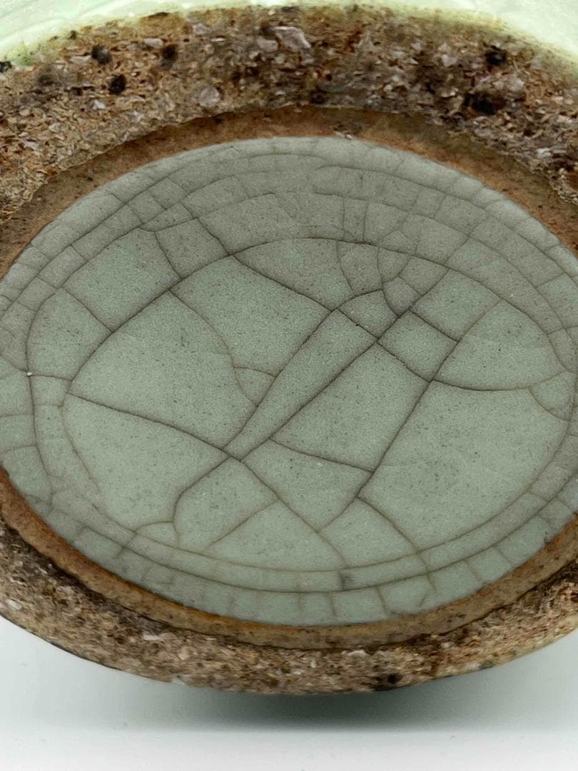 南宋～元時代　青磁貫入花瓶　汝官窯　龍泉窯　花入　茶道具(E-78)