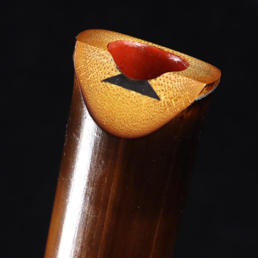 Y3273-2 琴古流 尺八 隆風銘 銀三線 螺鈿細工 全長51.5㎝ 竹製