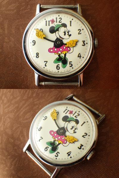激レア★箱付★1950年代頃 ディズニー ミニーマウス アンティーク手巻き腕時計