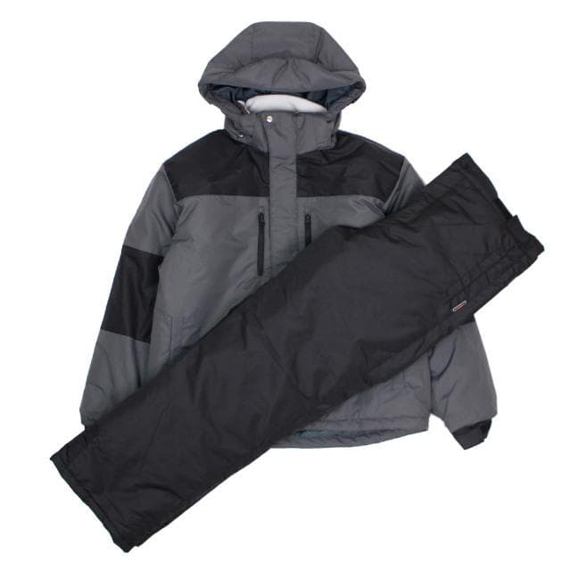 スキーウェア 上下セット メンズ 撥水 襟裏フリース スキー チャコール LL