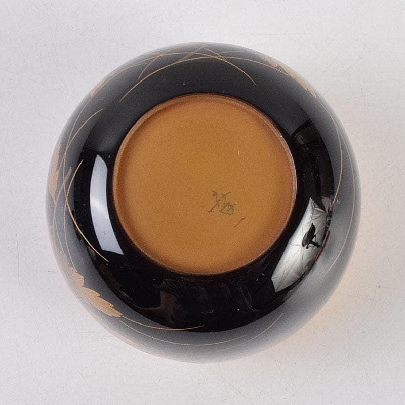 茶道具　輪島塗　佐藤幸一作　小菊蒔絵　棗　共布共箱　M　R9300