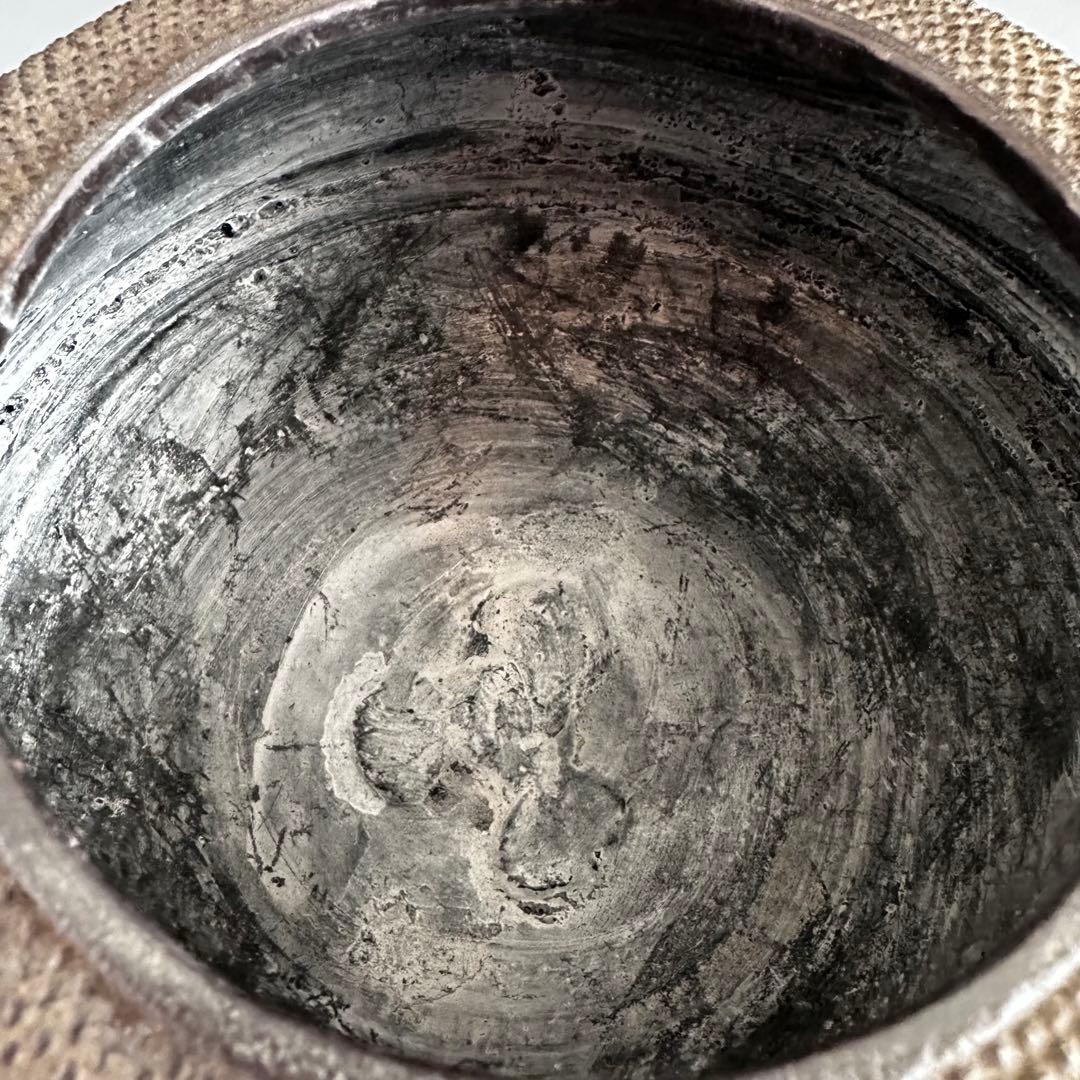 茶道具　切掛　鬼面風炉　南鐐摘　霰地紋釜添え　高橋敬典　菊地政光　未使用　茶釜