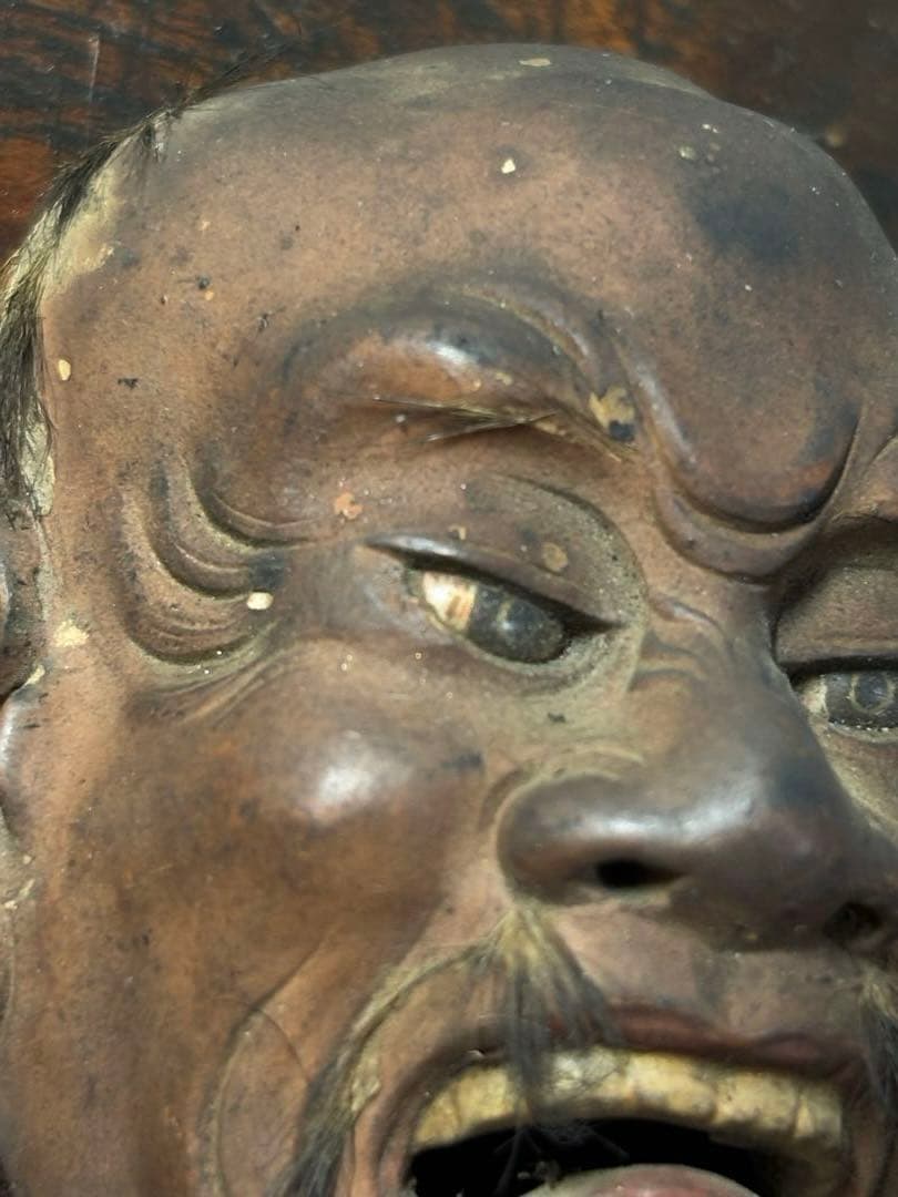 お面　室町時代頃？　5.8cm　/　能面 傀儡 仮面　根付