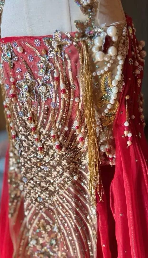 ベリーダンスhoyda 衣装 エジプト製 赤 新作