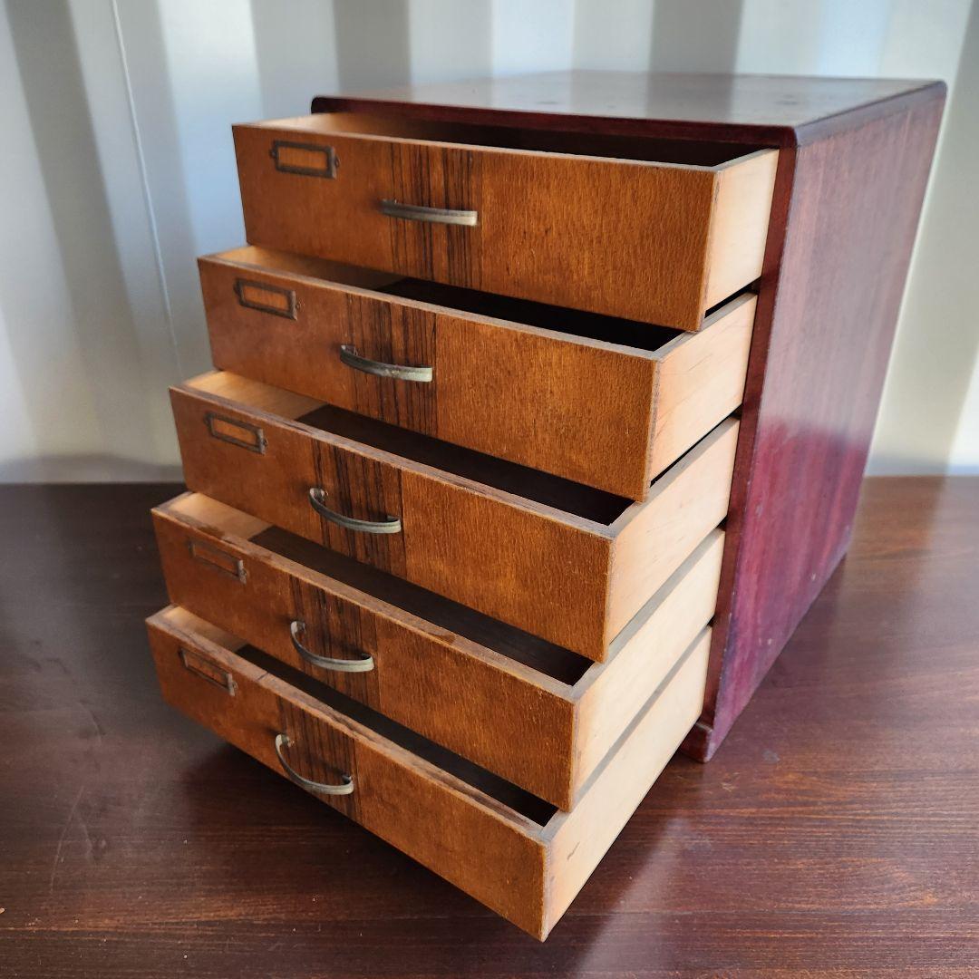 ジャパンヴィンテージ　 木製 5段小引き出し 小物入れ レターケース　チェスト