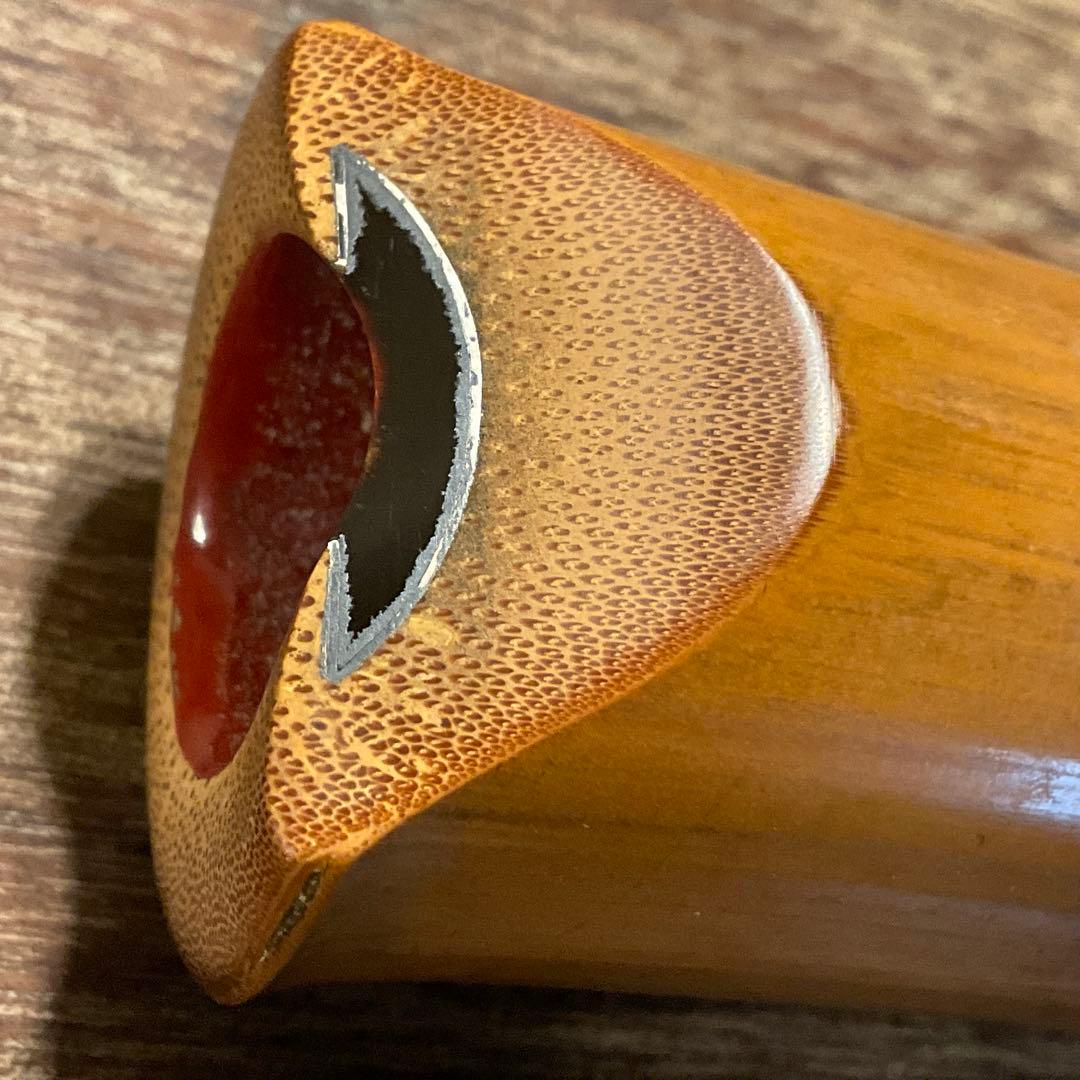 尺八 円山銘 楠華銘 銀継 歌口銀巻き 1尺9寸管 竹製 キャップ