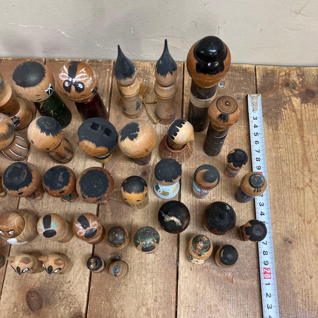 D-3 昭和レトロ 郷土玩具 こけし 小芥子 ミニチュア ミニ 52体セット