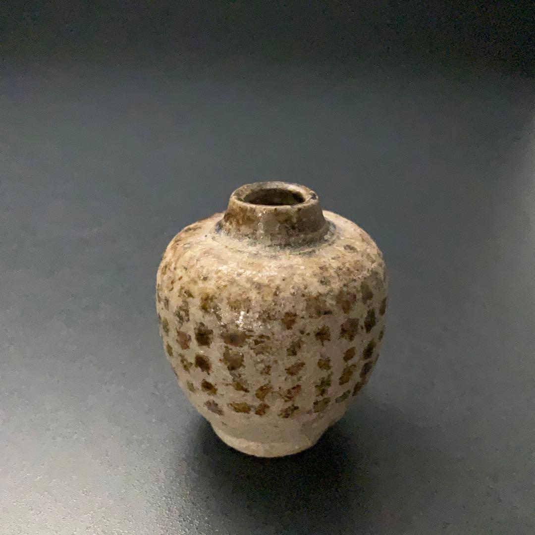 褐釉斑文小壺　タイ　スンコロク　骨董　R1396ダM