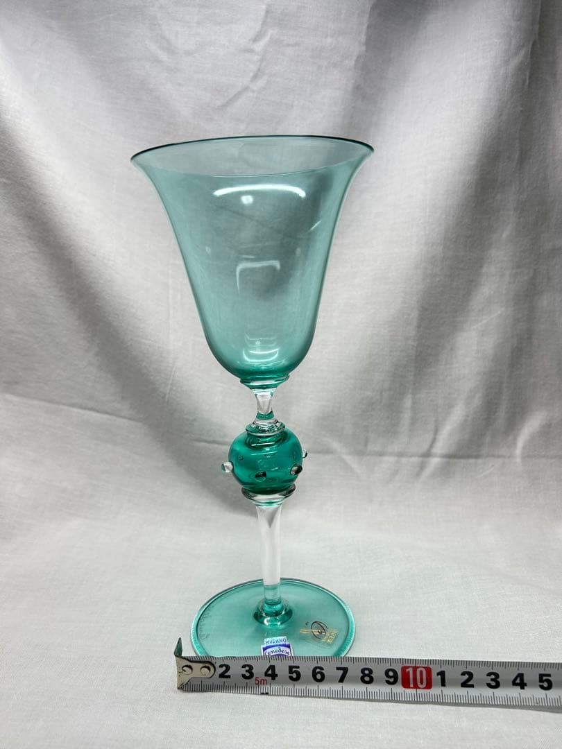 ベネチアングラス　ブライトグリーン透明ガラスフラワーベース Vetri製