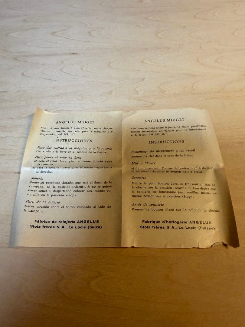 ANGELUS トラベルクロック 置時計 手巻き アラーム付き スイス製稼動品